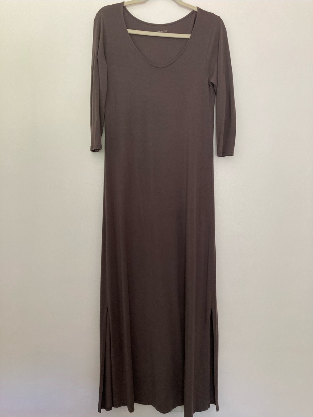 Garnet Hill Long Sleeve Maxi Dress in Taupe Brown